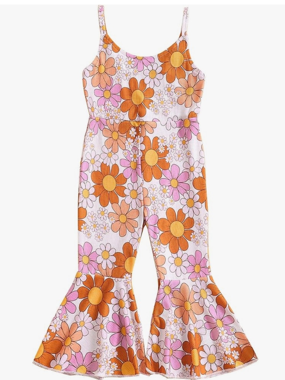 Toddler Girl 70s Floral Bell Bottom Jumpsuit 12-18M